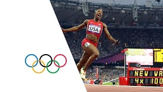 USA Break Womens 4 x 100m Relay World Record  London 2012 Olympics [upl. by Amlet]