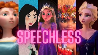 SPEECHLESS  DISNEY MULTI PRINCESSES  CINDERELLA  MOANA  RUPUNZEL  MERIDA  MULAN  DisneyWorld [upl. by Aihsia761]