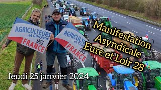 Manifestation ASYNDICALE en Eure et Loir du 25 janvier 2024 [upl. by Leik]