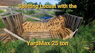 49 Splitting Locust with the YardMax 25 ton log splitter [upl. by Arehahs695]