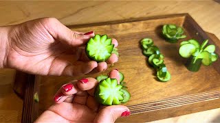 Food decoration ideas 💡 cucumber decoration 🥒 garnish salad decorations [upl. by Airetak]