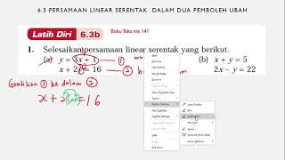 persamaan linear serentak dengan kaedah penggantian [upl. by Egroej558]