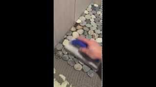 Installing Flat Stone Pebble On A Shower Floor [upl. by Shermie232]