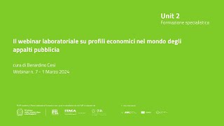 01032024 Edizione CENTRO SUD  Webinar laboratoriale su profili economici nel mondo degli appalti [upl. by Tracee791]