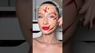 Easy Halloween card makeup nack🩸🔪 makeup makeuptutorial shorts halloween [upl. by Occor595]