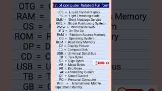 List of Computer related Full form shorts [upl. by Presber115]