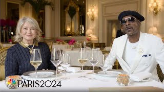 Martha Stewart forces Snoop Dogg to try escargot at Le Cinq  Paris Olympics  NBC Sports [upl. by Adnilrev]