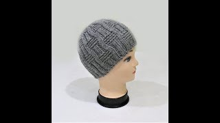 Мастер класс Мужская шапка спицами с круглой макушкой Mens knitted hat Master Class [upl. by Kendal]