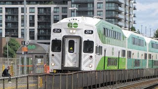 GO Transit Refurbished 214 cab car at Danforth Go With MP54AC 679 at the rear [upl. by Nniroc]