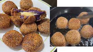 Very Easy to make SESAME BALLS or UBE BUCHI  Recipe in the description shorts sesameballs [upl. by Mccreery]