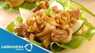 Receta para preparar taquitos de lechuga sanchoybau Tacos de lechuga estilo oriental [upl. by Lilhak466]