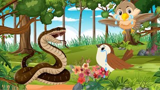 quotTwo Clever sparrows and Snakequotstory for kidsUrdu and Hindi short stories for kidsAnimated stories [upl. by Aljan]