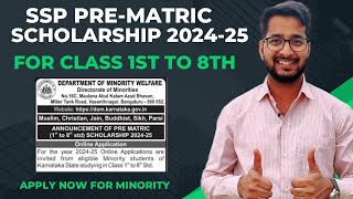 SSP PreMatric Scholarship 202425  For Class 1st to 8th  Minority Department [upl. by Glaab]