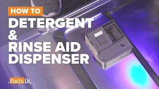 How to replace Detergent amp Rinse Aid Dispenser part  W10861000 on your Whirlpool Maytag Dishwasher [upl. by Morehouse]