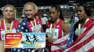 IAAF World Relays Bahamas 2015  8 Laps Women Team USA Gold [upl. by Candie328]