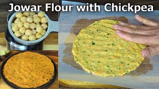 JOWAR FLOUR with CHICKPEA roti recipe  Jowar Paratharoti recipe  Sorghum millet recipe [upl. by Llig929]