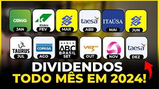 CARTEIRA DE AÇÕES PARA RECEBER DIVIDENDOS TODOS OS MESES EM 2024 [upl. by Olney827]