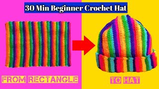 Easiest Beginner Crochet Hat  15 year beanie hat Tutorial  Crochet Ribbed Hat [upl. by Charissa393]