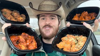 PDQ Sauced Boneless Wings Review  Buffalo Korean BBQ Garlic Parmesan Lemon Pepper [upl. by Aimit154]