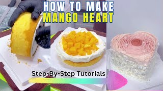 HeartShaped Mango Bites with Chocolate Cake  StepbyStep Decoration Ideas  Healthy Viral Cake [upl. by Ynavoj]