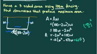 Quadratic Applications  maximizing area [upl. by Moia770]