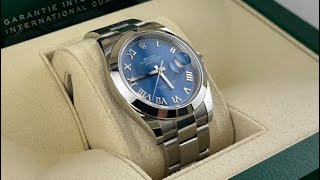 2022  Rolex Datejust 41mm Oyster Steel Azzurro Blue Dial Unworn REF 126300 [upl. by Mccandless144]