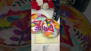 Wooden Serving Tray set with enamel paint for diwali gift youtubeshorts ytshort ytshorts art [upl. by Chambers]