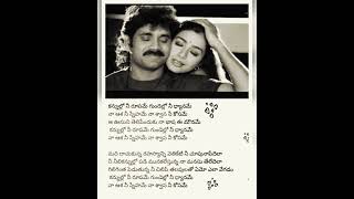 kannullo Nee Roopame Song Telugu lyrics songNinne pelladatha Movie songsNagarjuna Tabu [upl. by Iretak]