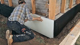 Exterior Insulation for Existing Foundation Walls  Log Cabin Renovation [upl. by Cassie]