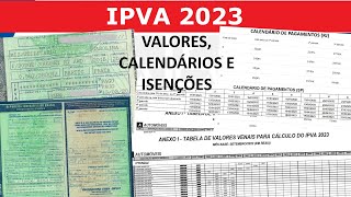 IPVA 2023  VALORES CALENDÁRIO DE PAGAMENTOS E ISENÇÕES [upl. by Elbam]