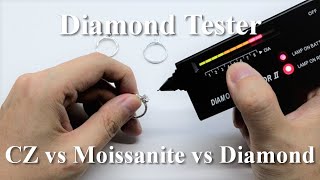 CZ vs Moissanite vs Diamond  Testing With Diamond Tester [upl. by Enelear78]