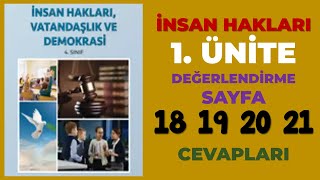 İnsan Hakları Vatandaşlık ve Demokrasi Ders Kitabı Sayfa 18 19 20 21 Cevapları [upl. by Amaral]