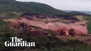 Terrifying moment of Brazil dam collapse caught on camera [upl. by Arihk752]