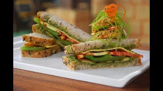 Pesto Sandwich with Grilled Vegetables  Cooksmart  Sanjeev Kapoor Khazana [upl. by Skerl530]