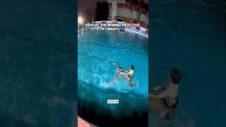 Rescue Swimming Practice at Night 🏊🏻‍♀️ swimmingtips deepwater rescue swim swimmingpool [upl. by Amolap705]