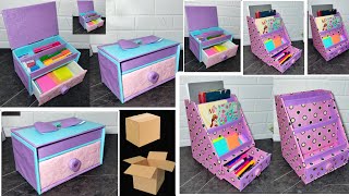 2 Easy Cardboard Craft Ideas  How To Make Cardboard Storage Organizer  REcycled Craft [upl. by Dreda]