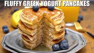 How to Make Fluffy Greek Yogurt Pancakes [upl. by Hairahcaz]