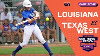 Game Highlights Texas West vs Louisiana  Little League Softball Southwest Region Tournament [upl. by Lladnarc]