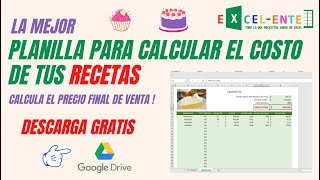 🍳 Como costear una receta en Excel  Pasteleria ✅ [upl. by Ayahs958]