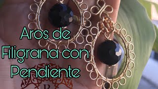 Aros arracadas en filigrana con pendiente bisuteria filigrana aretes tendencia2019 alambrismo [upl. by Lyle708]