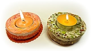 Cómo hacer porta velas de yeso Plaster candle holders [upl. by Franzen]