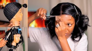 How to Sew a GLUELESS 4X4 CLOSURE WIG  Styling and Installation using THE BUNDLE wig pack [upl. by Lalaj]