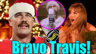 FULL VIDEO Travis Kelce surprises Taylor Swift shows Off his Vocals on Jasons new Christmas track [upl. by Kaitlin34]