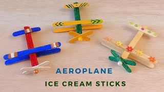 How to Make Ice Cream Stick AEROPLANE  Popsicle Stick Easy Crafts for Kids [upl. by Layne]