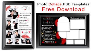 birthday photo frame download  collage psd free download [upl. by Eca]