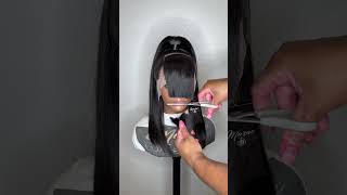 Watch how to cut wig bangs shorts [upl. by Adnofal]