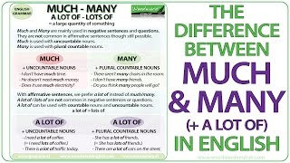 MUCH vs MANY vs A LOT OF – English Grammar Lesson [upl. by Ebert]