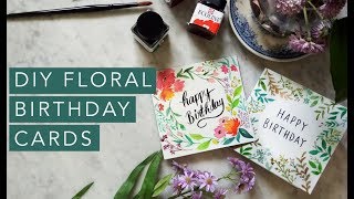 DIY Floral Watercolor Birthday Cards [upl. by Nybor]