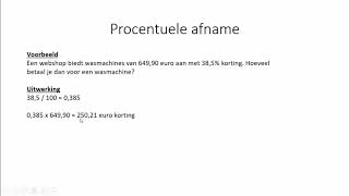 Procenten  Procentuele afname 1 HAVOVWO [upl. by Harifaz]