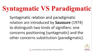 Syntagmatic and Paradigmatic in Linguistics in Urdu Syntagmatic and Paradigmatic in Linguistics [upl. by Sordnaxela351]